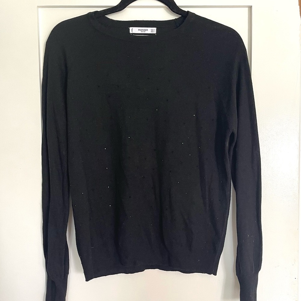 Mango black embellished sweater